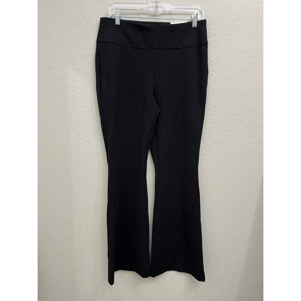 New Chico's So Slimming Ponte Ultra Flare Pants size 8 Black Stretch Pull-on
